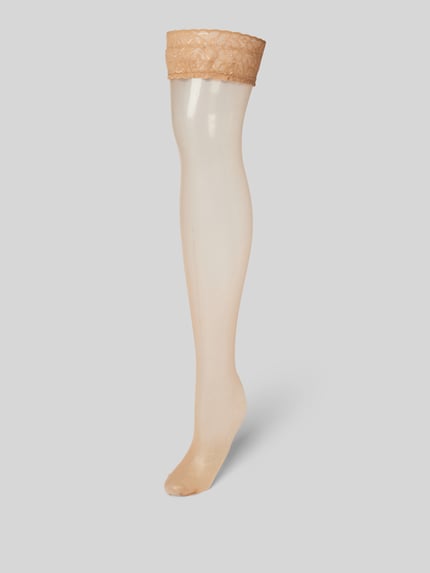 FALKE Halterlose Strümpfe mit Spitze Modell 'SHELINA 12' Beige 1