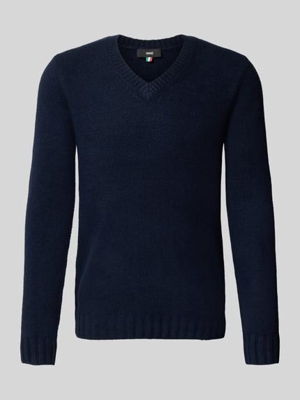 CINQUE Sweter z dzianiny z dekoltem w serek model „UPO” Ciemnoniebieski 2