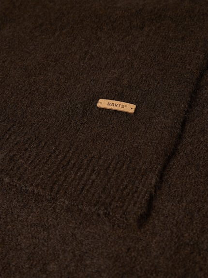 Produktfoto, brauner Schal mit Label-Patch Modell 'Witzia' von Barts, weiche Textur, Damen Schal von Barts