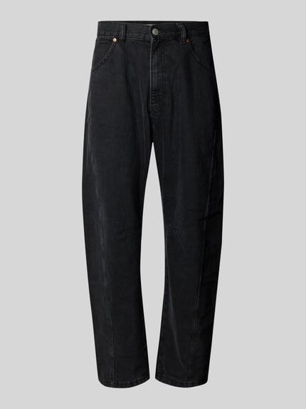 REVIEW Barrel Fit Jeans aus reiner Baumwolle mit Gesäßtaschen Black 2