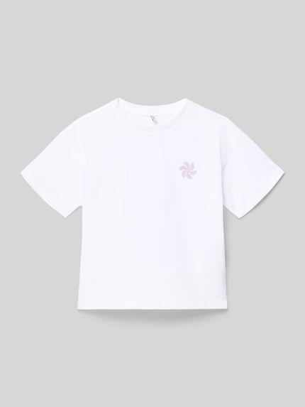 Produktfoto, Regular Fit T-Shirt aus reiner Baumwolle Modell 'SUN-VERAS' von Only in Weiß, Motiv-Print, kurzarm, Jersey-Optik, Rundhals