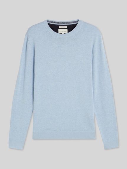 Tom Tailor Regular Fit Pullover aus reiner Baumwolle Hellblau 2