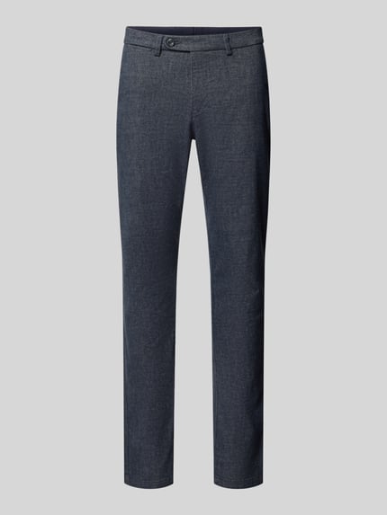 Produktfoto, Modern Fit Hose mit Eingrifftaschen von bugatti, bawełniany miks z domieszką wiskozy, delikatnie teksturowana, kolor ciemnoszary, szerokość w rozmiarze 32/32: 42 cm, długość nogawki wewnętrznej w rozmiarze 32/32: 81 cm.