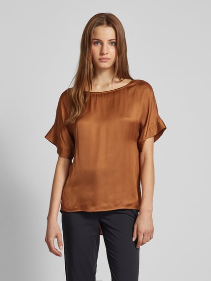 Stefanel Blouseshirt in effen design Middenbruin - 4