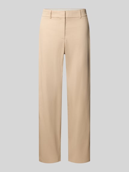 Produktfoto, rechte straight chino van mix van katoen, effen beige, gladde structuur, Straight Fit Chino aus Baumwoll-Mix van Lacoste, dames straight fit chino
