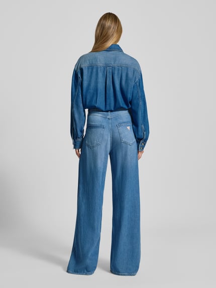 GUESS Jumpsuit in denimlook met borstzakken Jeansblauw - 5