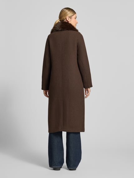 VERO MODA Wollmantel mit abnehmbarem Webpelzkragen Schoko Melange 5
