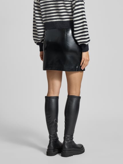 LeGer Minirok in leerlook Zwart - 5