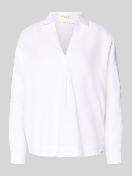 Regular Fit Leinenbluse mit V-Ausschnitt Shop The Look MANNEQUINE