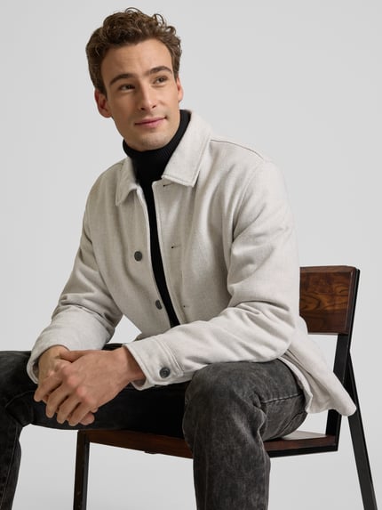 JACK & JONES Premium Regular fit overhemdjack met kentkraag, model 'CARTER' Offwhite - 3
