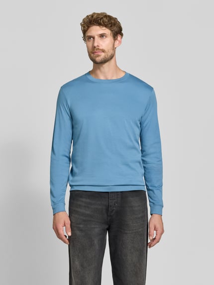 RAGMAN Regular Fit Longsleeve aus reiner Baumwolle Modell 'Pima' Jeansblau 4