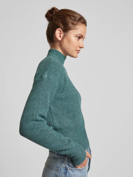 NOISY MAY® Sweter z dzianiny ze stójką model ‘NELLA’ Trzcinowy 3
