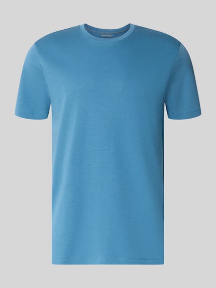Produktfoto, T-Shirt aus Baumwolle mit Rundhalsausschnitt von Christian Berg Men, krój regular fit, męski t-shirt w kolorze niebieskim, długość tyłu w rozmiarze m: 35 cm