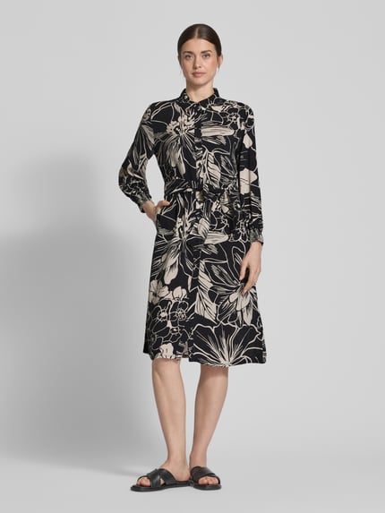Betty Barclay Knielanges Blusenkleid aus Viskose mit Umlegekragen Black 4