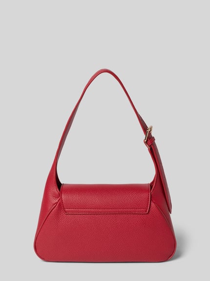 Produktfoto, Shoulder Bag mit Reißverschluss Modell 'DAPHNE' von VALENTINO BAGS, strukturiertes rotes Material, Label-Detail, Szerokość w rozmiarze 1: 22 cm, długość 16 cm, głębokość 9 cm, długość paska 50 cm, regulowany pasek, komora główna na magnes i zamek, kieszeń wewnętrzna na zamek
