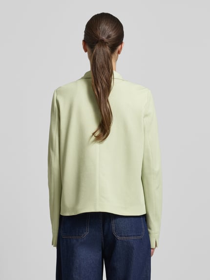 Frauenmodel trägt Regular Fit Jacke mit Stehkragen von WHITE LABEL in hellem Grün, elastischer Baumwoll-Mix, Rückenansicht, Ganzkörperansicht Rückansicht.