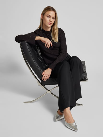 mbyM Shirt met lange mouwen en strass-steentjes, model 'Asira' Zwart - 3