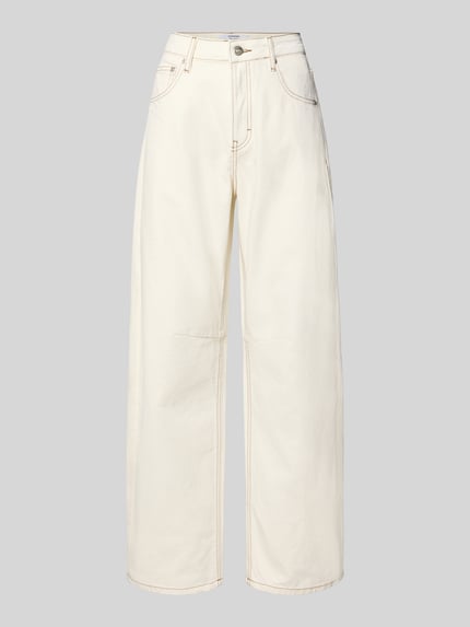 Produktfoto, Barrel Fit Jeans Modell 'ALMA' von Topshop z bawełny, kremowa, wpuszczane kieszenie, szerokość w rozmiarze 28/32: 36 cm, długość wewnętrzna nogawki: 77 cm