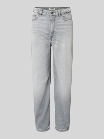 Produktfoto, Barrel Fit Jeans im Used-Look Modell 'FLOWN' von Drykorn, Damen Jeans aus Baumwoll-Mix mit Stretch-Anteil, graue Waschung, Bundweite 41 cm, Innenbeinlänge 66 cm