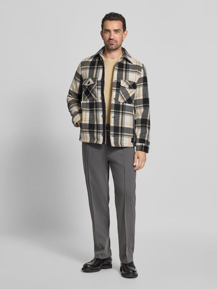 MCNEAL Regular fit overhemdjack met wol Beige - 1