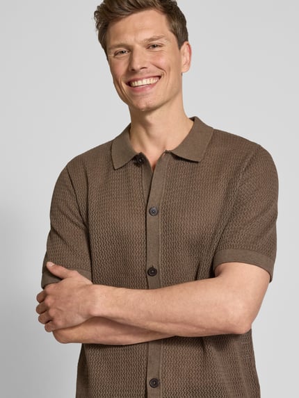 JACK & JONES Premium Freizeithemd mit Knopfleiste Modell 'AARTO' Mittelbraun 3