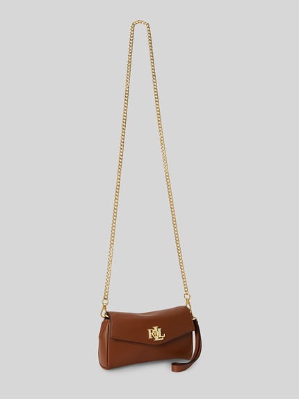 Lauren Ralph Lauren Schoudertas van echt leer met afneembare draagketting Cognac - 3