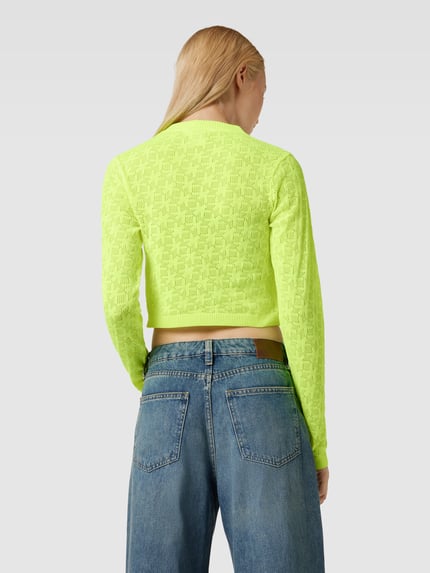 Karo Kauer Sweter z dzianiny z okrągłym dekoltem Neonowy żółty 5