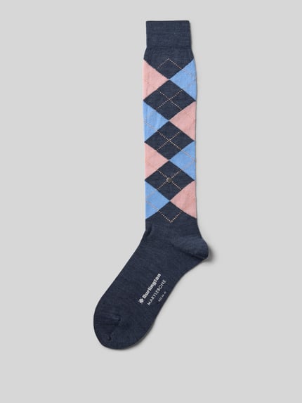 Burlington Kniekousen met argyleprint, model 'Marylbone' Blauw - 1