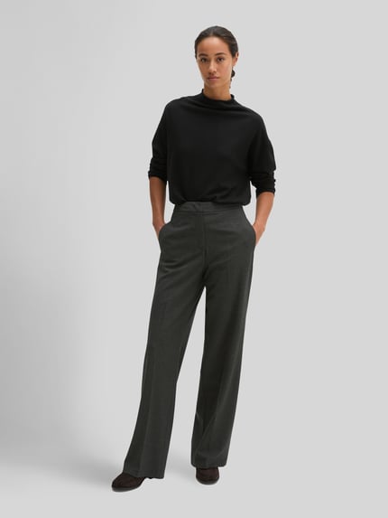 Marc O'Polo Regular Fit Stoffhose mit Bundfalten Anthrazit Melange 1