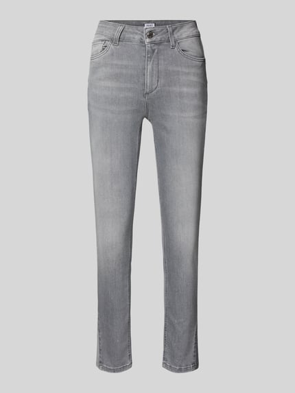 Produktfoto, Skinny Fit Jeans im Used-Look mit Eingrifftaschen Modell 'IDEAL' von Liu Jo White, grauer Baumwoll-Mix mit Stretch-Anteil, Damen Jeans