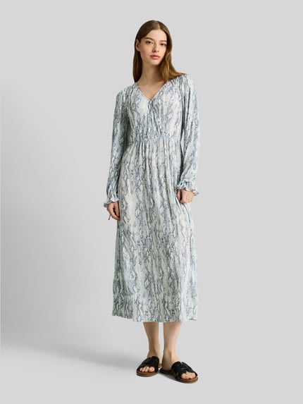 Tom Tailor Denim Freizeitkleid mit V-Ausschnitt Hellgrau 4