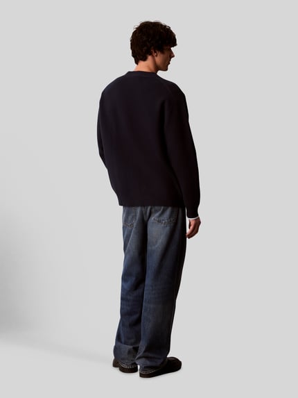 Calvin Klein Jeans Kardigan rozpinany w kroju relaxed fit z czystej bawełny z wyhaftowanym logo Granatowy 4