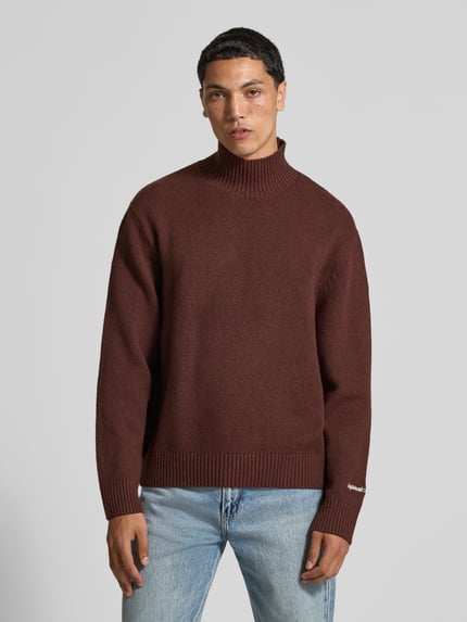 JACK & JONES Turtleneck-Pullover mit gerippten Abschlüssen Modell 'NORREBRO' Mittelbraun 4
