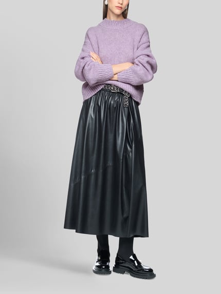 Marc Cain Pullover aus Wolle Alpaka mit Rippbündchen Purple 1