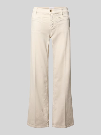 Produktfoto, Cropped Jeans mit Bügelfalten und Eingrifftaschen von Cambio in cremefarbenem Baumwoll-Mix mit Stretch-Anteil, weite Passform