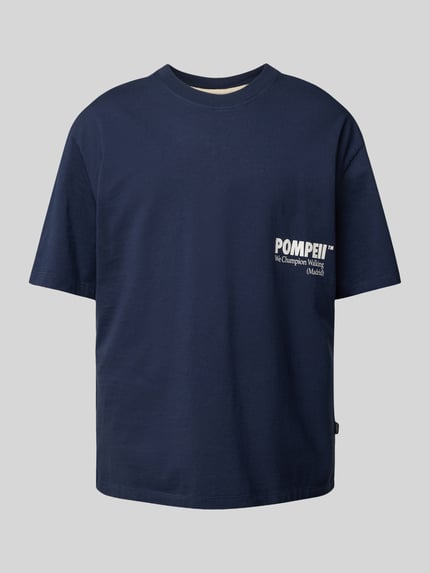 POMPEII BRAND T-Shirt mit Label-Print Dunkelblau 2