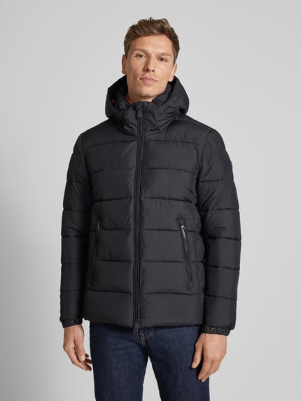 Save The Duck Gewatteerd jack met labeldetail, model 'BORIS’ Marineblauw - 4