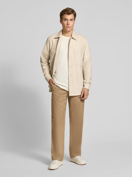 BOSS Orange Loose Fit Freizeithemd mit Woll-Anteil Modell 'LOCKY' Sand 1