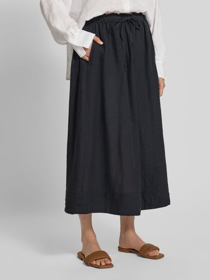 Selected Spódnica midi rozkloszowana z czystego lnu model ‘INNA’ Czarny 4
