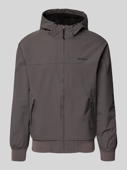 Produktfoto, Jacke mit Kapuze von Carhartt Work In Progress in Grau mit Reißverschluss, Label-Stitching und gerippten Abschlüssen