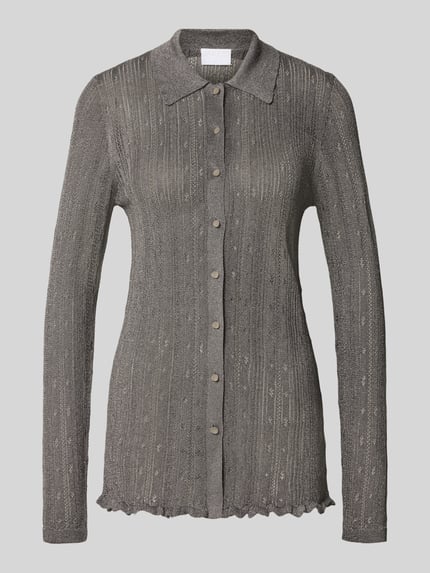 Strickshirt mit Polokragen und durchgehender Knopfleiste Shop The Look MANNEQUINE