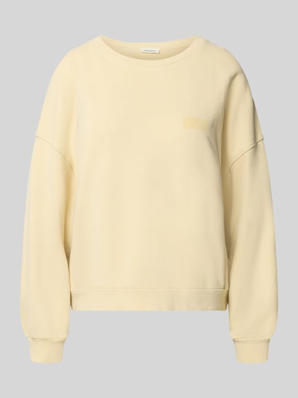 Produktfoto, Relaxed Fit Sweatshirt aus reiner Baumwolle Modell 'JITBAY' von American Vintage, Damen Sweatshirt in hellem Gelb mit Label-Detail, glatte Struktur