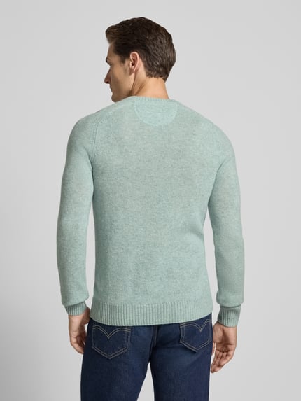 MCNEAL Regular Fit Strickpullover aus reiner Wolle Helltuerkis Melange 5