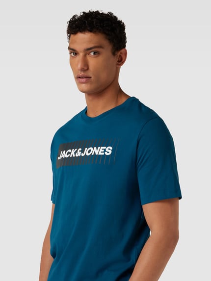 JACK & JONES t-shirt z nadrukiem z logo model 'CORP' Petrol 3