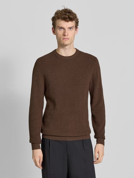 MCNEAL Strickpullover mit gerippten Abschlüssen Hellbraun Melange 4