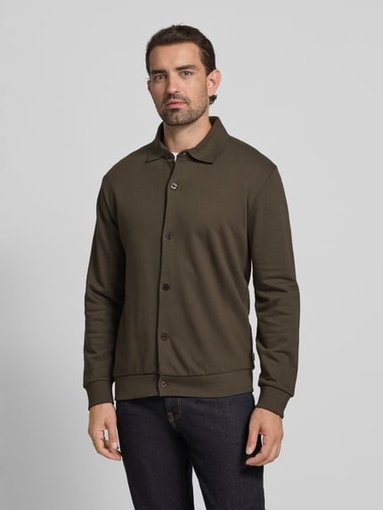 Lindbergh Regular Fit Sweatjacke aus Baumwoll-Mix Schlamm 4
