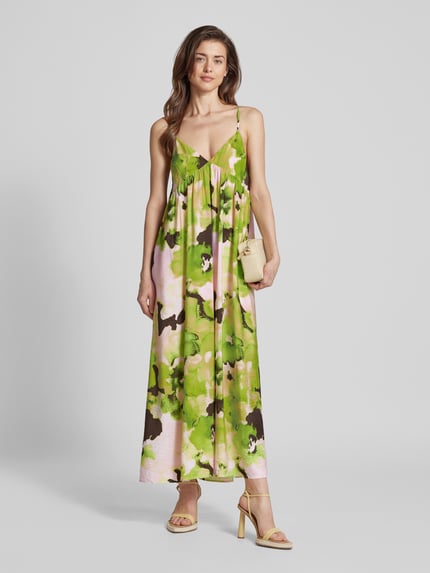 Selected Midi-jurk met all-over print, model 'HELINDA' Neon groen - 1