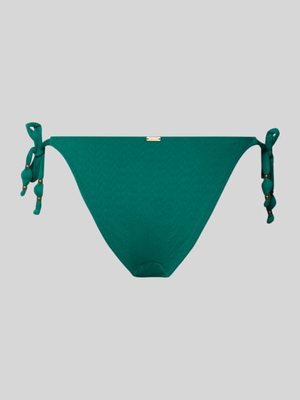 Produktfoto, Bikinibroekje met labeldetail model 'MASSA' van Banana Moon, groen, materiaalmix met stretch, nauwsluitend model.