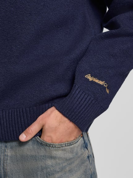 JACK & JONES Col-pullover met geribde boorden model 'NORREBRO' Donkerblauw - 3