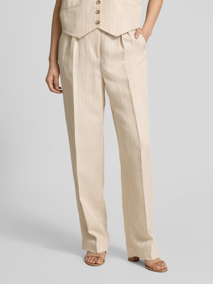 ba&sh Regular fit bandplooibroek met persplooien, model 'PEANUT' Beige - 4